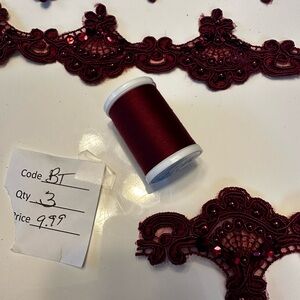 3 yards burgundy lace